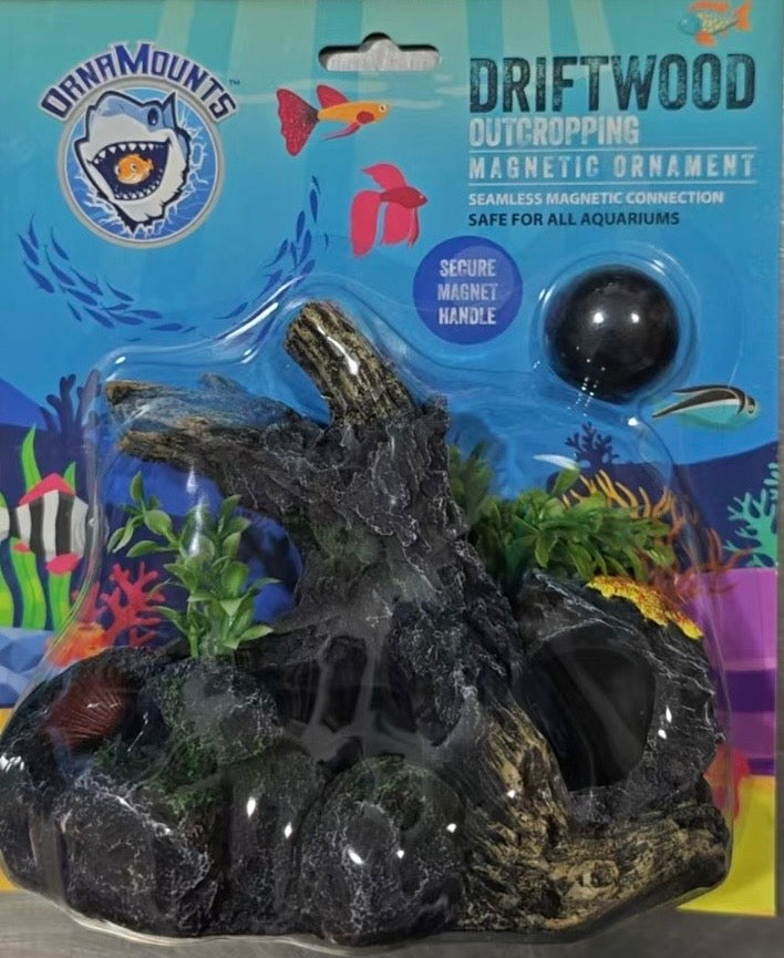 Driftwood Outcropping Magnetic Aquarium Ornament | OrnaMounts™