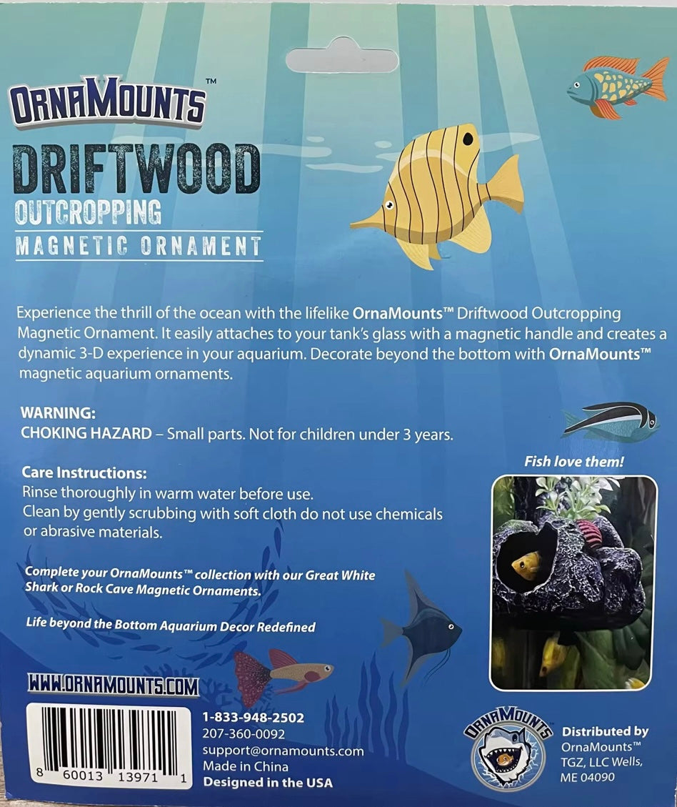 Driftwood Outcropping Magnetic Aquarium Ornament | OrnaMounts™